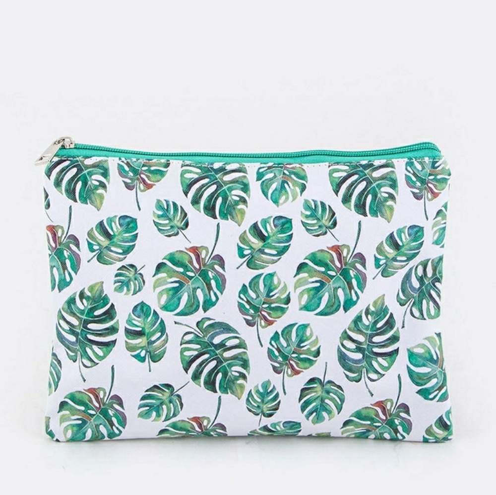 NEW Tropical Monstera Leaves Canvas Pouch
